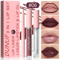 Kit de maquillage pour les lèvres 3 en 1 : crayon à lèvres, rouge à lèvres, gloss, crayon à lèvres lisse et waterproof, huile à lèvres hydratante et scintillante