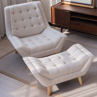 Fauteuil d'appoint capitonné en velours nordique avec ottoman, fauteuil de salon moderne à dossier haut, canapé simple pour salon, chambre à coucher, hôtel