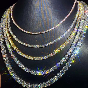 سلسلة تنس رائعة vvvs D Moissanite الهيب هوب فضي 3 من الذهب والمجوهرات البيضاء - Product Image 2