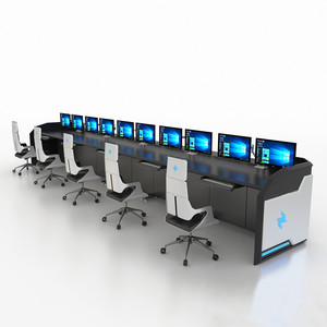 Mesa de monitor de consola de estación de trabajo multipersona para centro de control de línea aérea Fabricante de muebles comerciales personalizados - Product Image 5