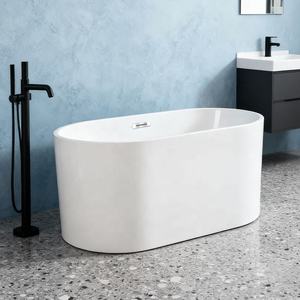 Modern Hotel Home Bañera independiente ovalada de remojo de acrílico blanco pequeño - Product Image 2