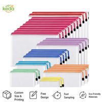 Sacs de rangement en maille PVC avec fermeture éclair, aspect transparent, impression personnalisée pour documents A4, trousse à crayons et emballage de dossiers de bureau