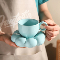 2024 cadeaux mignons pour les copines 215ml tasse à expresso et soucoupe tasse à café en céramique de couleur brillante avec soucoupe en forme de nuage