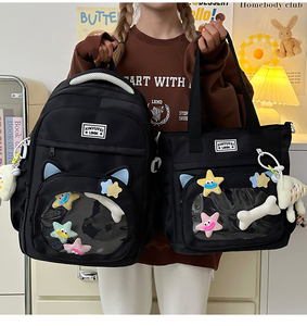 Kawaii Girls Kitty mochilas <span class=keywords><strong>2</strong></span> uds estudiantes de primaria tutoría libro bolsa impermeable dibujos animados mochilas - Product Image 4