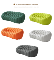VOXHOME US Drop Shipping Canapé Bulle Moderne 3D en Tissu Nid d'Abeille Orange, Canapé Courbé Football 4 Places