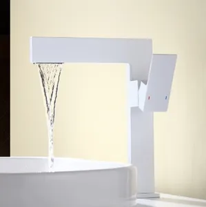 ऑल-कॉपर सात-अक्षर चौकोर रचनात्मक शौचालय बाथरूम झरना सिंगल-होल/हैंडल साइड-ओपनिंग बेसिन गर्म और ठंडा नल