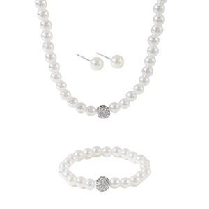 Parures de bijoux de mariée classiques en argent 925 avec opale en forme de boule et perle d'eau douce sertie clos, pour femme - Product Image 4
