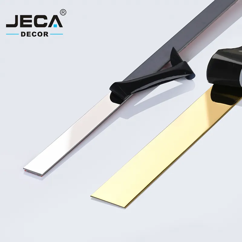 Pabrik Langsung JECA Trim Ubin Stainless Steel Trim untuk Furnitur Dinding Lemari Dekorasi Lemari Baju Cermin Emas Strip Datar