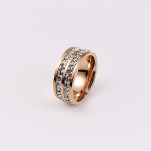 Trendy Popular <b>Ring</b> Stainless Steel Gold Plated Diamond <b>Couple</b> <b>Ring</b> Jewelry - Product Image 5