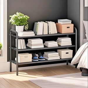 Modern 3-Tier Metal <b>Shoe</b> Rack Freestanding <b>Space</b> <b>Saving</b> Design for Home Living Room Furniture - Product Image 4