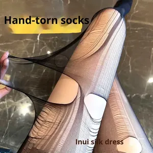 Черные шелковые носки с открытой промежностной сеткой, сексуальные тонкие утягивающие носки, женское белье, эротические специальные колготки для секса, нижнее белье - Product Image 2