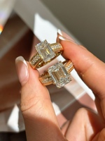 Bague de fiançailles de luxe en or massif 18 carats avec diamant de laboratoire taille émeraude vintage, certifié IGI, couleur D-E-F, clarté VVS, sertissage à griffes
