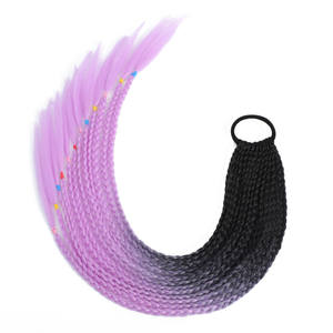 60cm 24 pouces cheveux dégradé couleur queue de cheval tressée sale femmes filles enfants bande de cheveux élastique bande de caoutchouc queue de cheval Extension de cheveux - Product Image 2