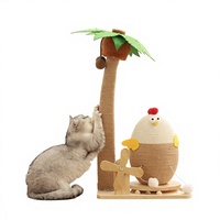 Griffoir pour chat en bois de pin massif, style mignon, avec plateau tournant, compact, durable, résistant aux éclats, pour divertir votre félin