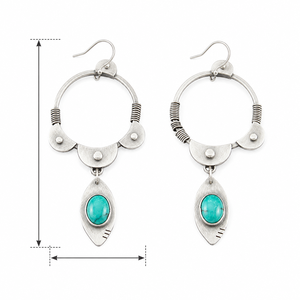 Orecchini Pendenti Vintage con Turchese Avvolto in Filo Metallico, Stile Etnico, Orecchini Statement per Donne - Product Image 5
