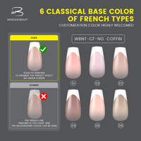 Ongles à presser carrés français en acrylique PMMA de 15 couleurs avec logo personnalisé, 360 pièces, taille moyenne, fabrication originale