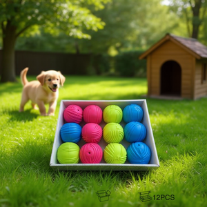 Dog Toy Ball Set 12Pcs Colorful Rubber Pet Plaything - Product Image 2