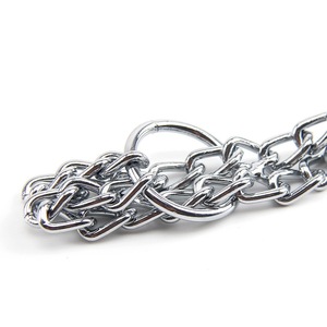 Laisse pour chien à double chaîne métallique pour races moyennes et grandes, collier d'entraînement anti-traction torsadé pour le contrôle de l'animal - Product Image 4