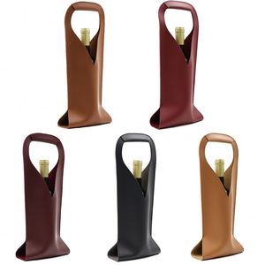 Porte-bouteille de vin en cuir PU durable, disponible en 5 couleurs, sac cadeau portable pour champagne, vin, bière, idéal pour les fêtes et promotions. - Product Image 1