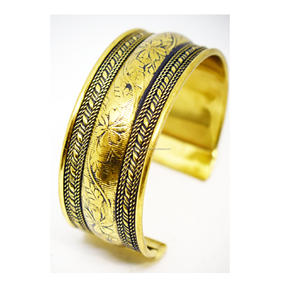 2024 turco artesanal plata azul latón joyería embalaje regalo de Navidad África oro gran pátina acabado latón brazaletes brazalete joyería - Product Image 6