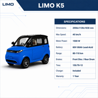 LIMO K5 Chine – Nouvelle Voiture Électrique Miniature à Quatre Roues Certifiée EEC COC – Véhicule Passager Adulte à Énergie Nouvelle à 4 Roues à Vendre