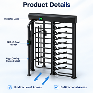 Tourniquet pleine hauteur sur mesure pour usine, barrière d'accès haute sécurité avec lecteur RFID pour bâtiments gouvernementaux et communautaires - Product Image 5