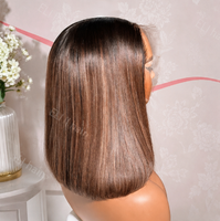 Peluca Bob HD Lace, Cabello Humano Virgen 100%, Color Borgoña, Frontal HD Lace, Cabello Natural Brasileño, Peluca Bob Corta Sin Pegamento