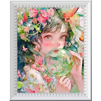 Kit de Peinture Diamant DIY Perles en Résine Fille en Floraison Kit d'Art Diamant pour Adultes Décoration Murale Style Coréen Japonais ASF2904