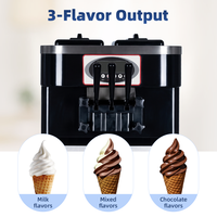 Machine à crème glacée molle commerciale à haut rendement, 3 saveurs, sur pied, industrielle, avec contrôle numérique