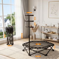 Trampolín Hexagonal Negro Plegable de Acero, Resistente, Capacidad de 150 kg, para Ejercicio en Interiores y Exteriores, Disponible en España