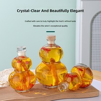 Bouteille haut de gamme en verre blanc transparent en forme de gourde pour Baijiu, bouteille vide pour liqueur faite maison, 500 ml, avec couvercle hermétique pour thé au lait, Xuzhou