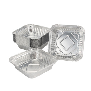 Contenitori in Alluminio Riciclabile 6x6 Quadrati, Resistenti, per Alimenti, con Coperchi in <span class=keywords><strong>Carta</strong></span>, per Pane e Dessert - Product Image 4