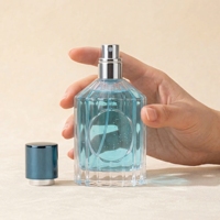 Flacon de parfum de luxe de style arabe 50 ml avec bouchon décoratif, étiquette ronde à rainures, col serti transparent, flacon vide pour vaporisateur de parfum