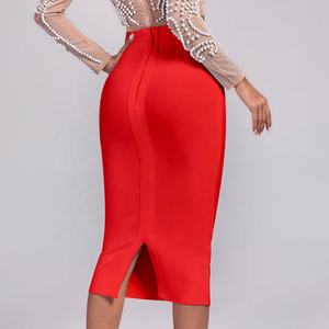 Black White Red Midi Bandage <strong>Skirt</strong> High Waisted Elastic Solid Skinny Fit Bodycon Pencil Office <strong>Work</strong> Casual Slit <strong>Skirt</strong> Plus Size - Product Image 5
