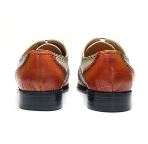 High-quality genuine leather men's formal <b>shoes</b> with square toe and laces, suitable for wedding events and casual wear. - Product Image 4