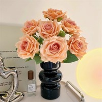 Bouquet de fleurs artificielles réalistes réutilisables à 7 têtes, style vintage, pour mariage, décoration de vase, bouquet de roses antiques, fausses fleurs en gros