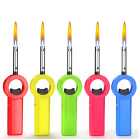 Briquet de cuisine coupe-vent en plastique pour cuisinière à gaz, rechargeable, avec tige d'allumage à flamme ouverte allongée, vente en gros transfrontalière