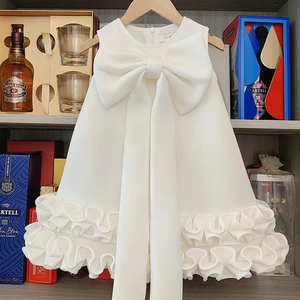 Elegante Abito da Cerimonia per Bambine con Fiocco, per Feste, Compleanni, Spettacoli, Motivo Floreale, Decorazione per Bambini - Product Image 4