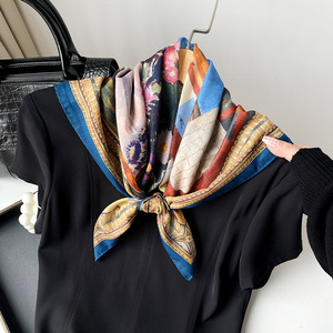 Pañuelo Cuadrado con Estampado de Pintura al Óleo Vintage, Pañuelo de Seda para Mujer, Elegante Pañuelo Decorativo para la Cabeza, Uso Diario Informal - Product Image 6