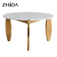 Table basse gigogne Zhida en acier inoxydable et marbre artificiel, style italien moderne, luxe léger, pour salon, garantie 5-8 ans