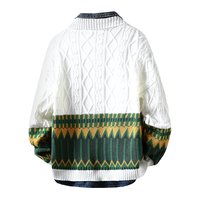 Cardigan Homme Printemps-Automne Confortable, Respirant et Chaud à Boutonnage Simple avec Motif Patchwork et Col Rabattu
