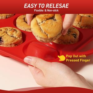 Paquete de 2 Moldes de Silicona para Muffins de 6 Tazas con Marco Reforzado de Metal, Tamaño <span class=keywords><strong>Jumbo</strong></span>, Aptos para Lavavajillas, Juego de Moldes Duraderos para Hornear - Product Image 4