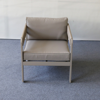 Ensemble de canapé bleu marine avec 3 places, 2 fauteuils et table basse, mobilier de patio avec coussins gris pour jardin