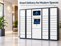 Boîte à colis extérieure étanche gris sidéral, casier de livraison intelligent multi-portes avec éclairage LED pour communautés de luxe et condos