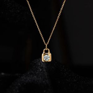 Collier en or 18 carats Xinfly avec diamant de laboratoire 0,30 ct, chaîne de clavicule, fermoir et pendentif paix, ensemble de bijoux fins en or véritable, cadeau - Product Image 1