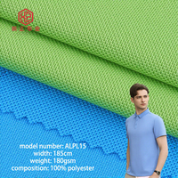 Haut de gamme 180 GSM 100% polyester tricoté piqué polo tissu respirant extensible uni teint pour filles polos et t-shirts