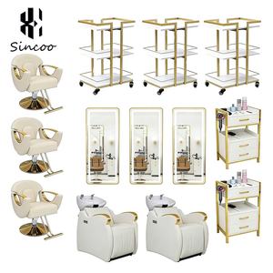 Luxury White Shampoo Bed Semi-reclining Shampoo Chair with Footrest and Electric Leg <b>Adjustment</b> for Barber Shop - Product Image 3