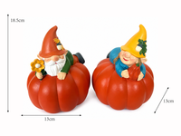 Set 2 Pasang Gnome Taman Musim Gugur dengan Figur Resin Lukisan Tangan Bentuk Labu, Dekorasi Teras Panen Musim Gugur Lukisan Tangan untuk Thanksgiving