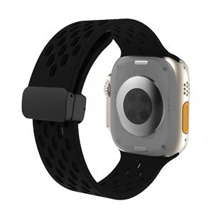 Bracelet de montre en silicone magnétique pliable perforé, adapté aux séries Apple Watch Ultra 9876543210 et SE - Product Image 6