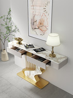 Table d'entrée en dalle de pierre, style luxe léger, moderne, créatif, élégant, minimaliste, pièce d'art murale, table d'appoint semi-circulaire pour hall d'entrée